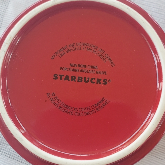 Starbucks 2012 Coffee Mug 14 oz Stackable Red Etch Embossed White Logo Large - Picture 6 of 7